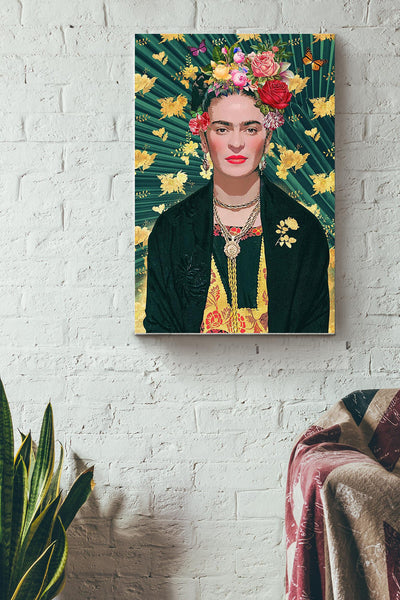 Frida green - frida and trotsky - positive women quotes Canvas Gallery Wrapped Canvas Framed Gift Idea