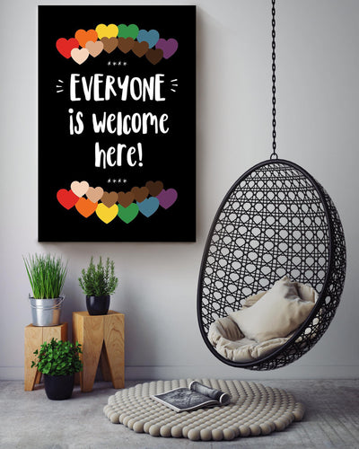 Everyone Is Welcome Here Equality Wall Art For Classroom Nusery Pre School Decor Canvas Gallery Wrapped Canvas Framed Gift Idea Framed Prints, Canvas