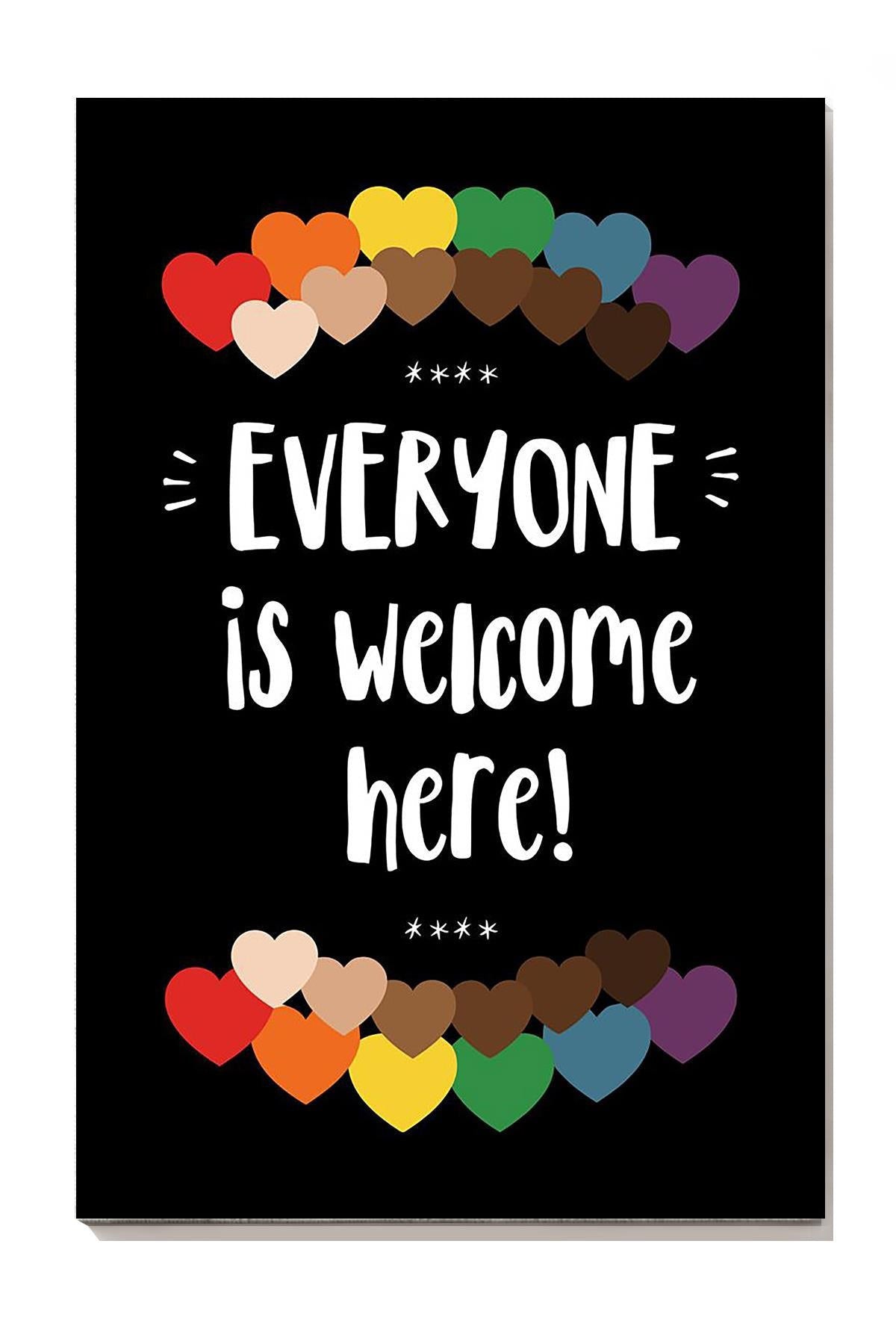 Everyone Is Welcome Here Equality Wall Art For Classroom Nusery Pre School Decor Canvas Gallery Wrapped Canvas Framed Gift Idea Framed Prints, Canvas