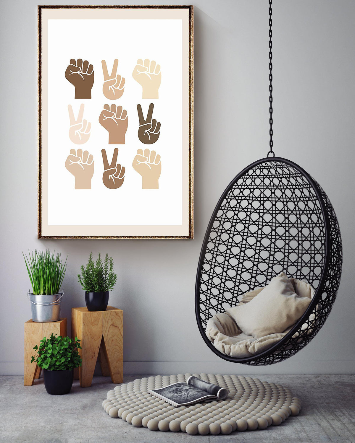Diversity Skin Color Hand S Ign Language Equality Wall Art For Nursery Pre School Decor Canvas Gallery Wrapped Canvas Framed Gift Idea Framed Prints, Canvas
