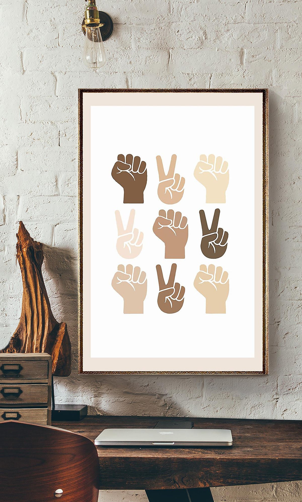 Diversity Skin Color Hand S Ign Language Equality Wall Art For Nursery Pre School Decor Canvas Gallery Wrapped Canvas Framed Gift Idea Framed Prints, Canvas