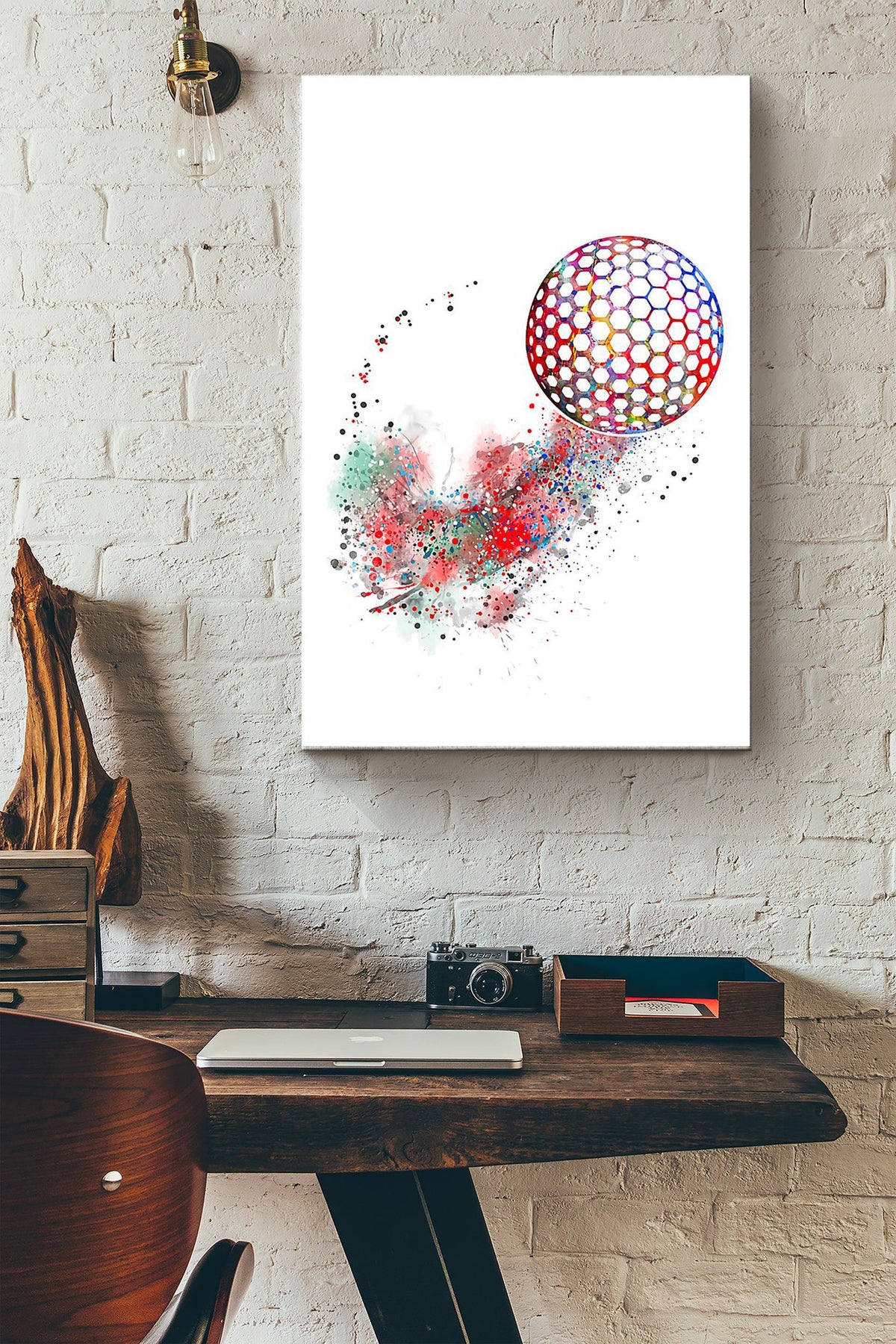 Golf Ball Watercolor Art Poster Canvas Gallery Wrapped Canvas Framed Gift Idea