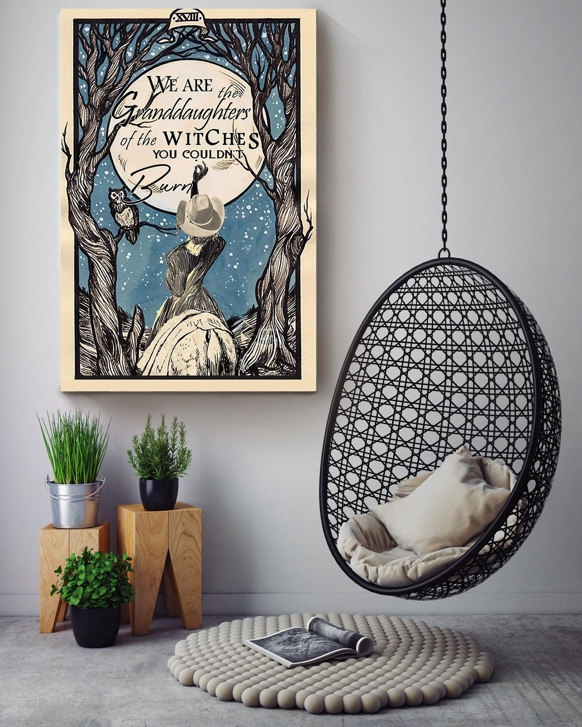 Cowgirl Are The Granddaughter Of Witch Halloween Wall Decor Gift For Pumpkin Carving Ideas Halloween Decorations Haunted Houses Canvas