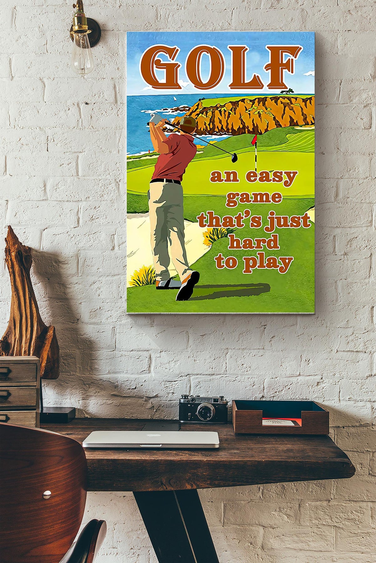 Golf Is An Easy Game Thats Just Hard To Play Golf Drawing Poster Canvas Gallery Wrapped Canvas Framed Gift Idea