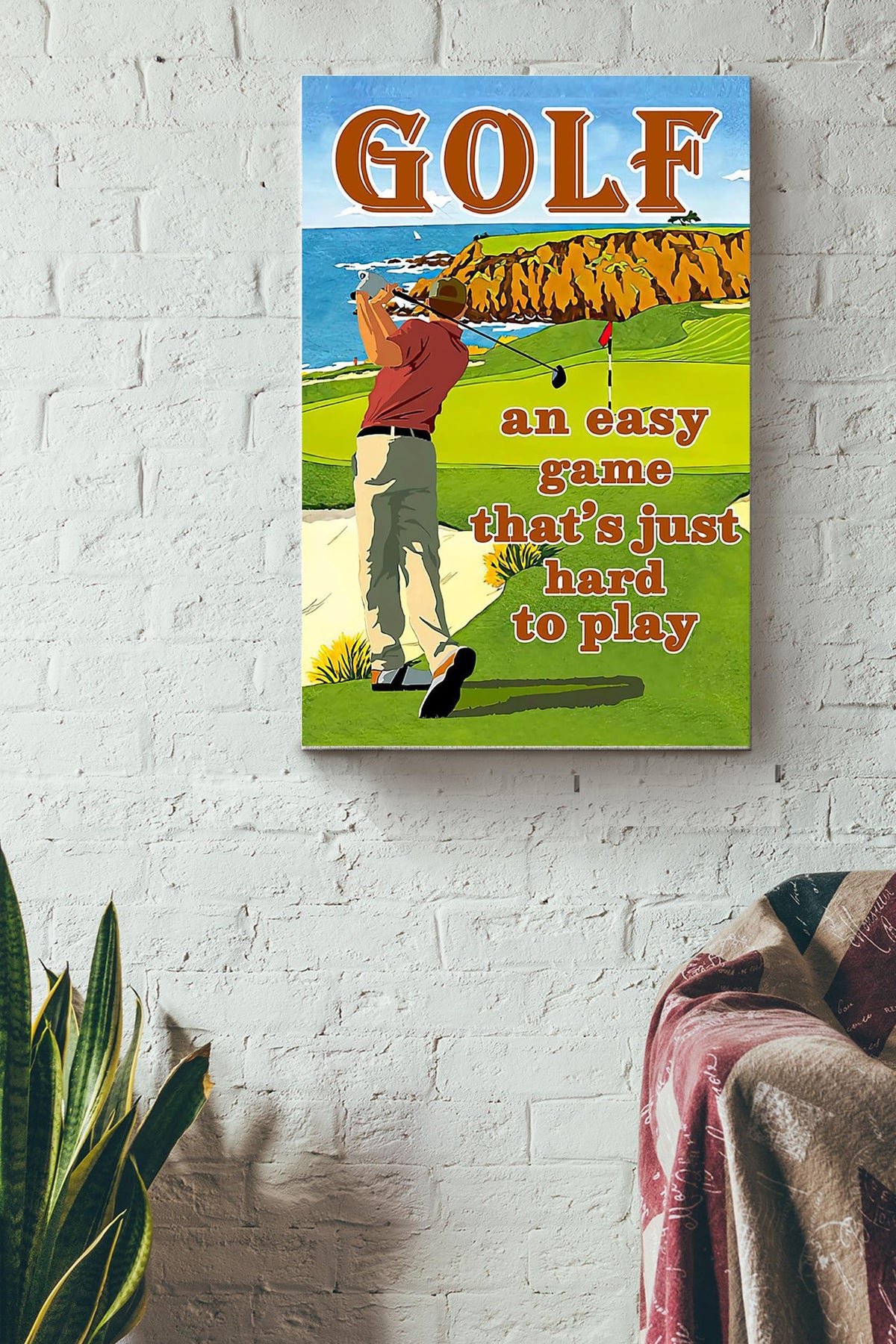 Golf Is An Easy Game Thats Just Hard To Play Golf Drawing Poster Canvas Gallery Wrapped Canvas Framed Gift Idea