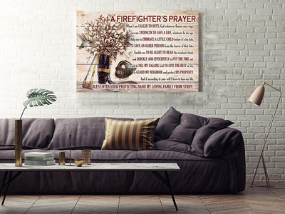 Firefighter's Prayer Motivation Quote Wall Art Gift For Fireman Fire Dept Decor Framed Prints, Canvas