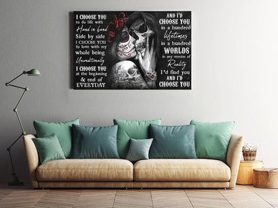 Personalized I Choose You Tattoo Couple Loving Letter Quote Wall Art Gift For Valentine Wedding Anniversary Halloween Gift Idea Framed Prints, Canvas