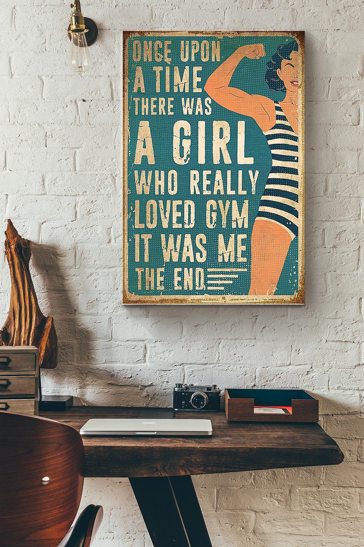 Fitness There Was A Girl Who Really Loved Gym Canvas Gallery Wrapped Canvas Framed Gift Idea