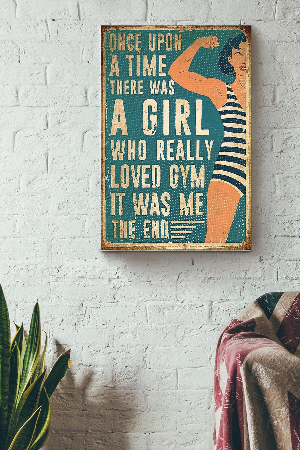 Fitness There Was A Girl Who Really Loved Gym Canvas Gallery Wrapped Canvas Framed Gift Idea