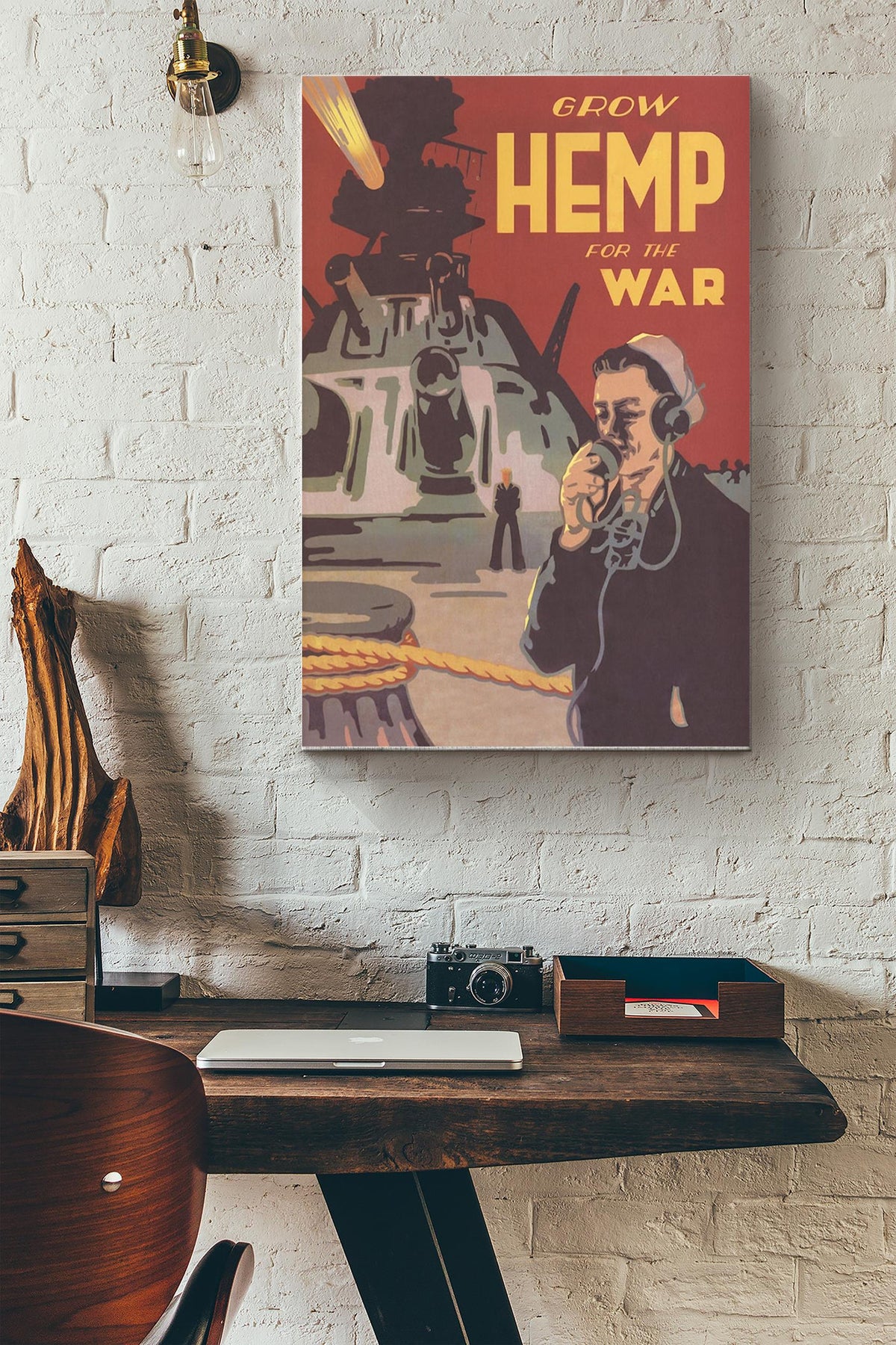 Grow Hemp For The War Vintage Poster Canvas Gallery Wrapped Canvas Framed Gift Idea