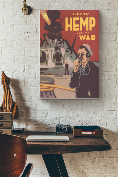 Grow Hemp For The War Vintage Poster Canvas Gallery Wrapped Canvas Framed Gift Idea