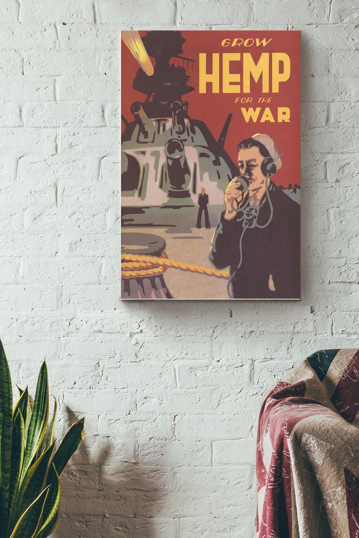 Grow Hemp For The War Vintage Poster Canvas Gallery Wrapped Canvas Framed Gift Idea