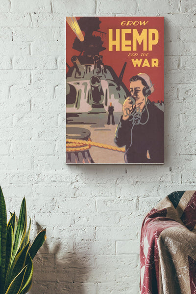 Grow Hemp For The War Vintage Poster Canvas Gallery Wrapped Canvas Framed Gift Idea