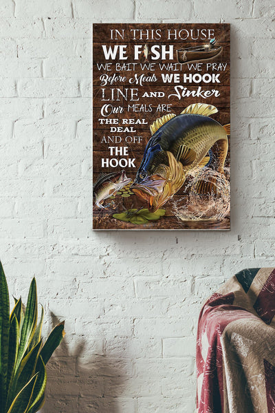 Fishing In This House We Fish Canvas Gallery Wrapped Canvas Framed Gift Idea