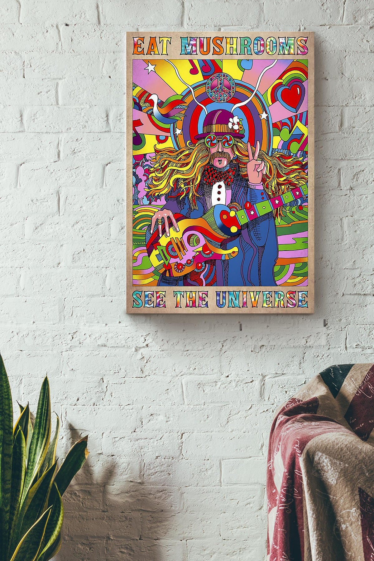 Eat Mushrooms See The Universe Clown Wall Art For Kids Room Decor Canvas Framed Prints, Canvas