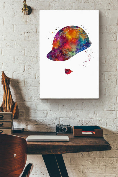 Engineer Helmet Colorful Art Poster Canvas Gallery Wrapped Canvas Framed Gift Idea
