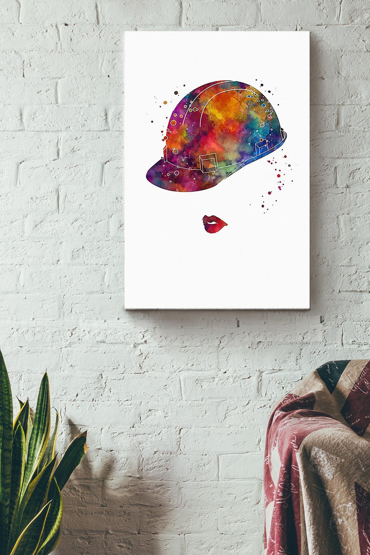 Engineer Helmet Colorful Art Poster Canvas Gallery Wrapped Canvas Framed Gift Idea