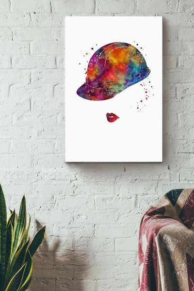 Engineer Helmet Colorful Art Poster Canvas Gallery Wrapped Canvas Framed Gift Idea
