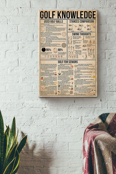 Golf Knowledge Canvas Gallery Wrapped Canvas Framed Gift Idea