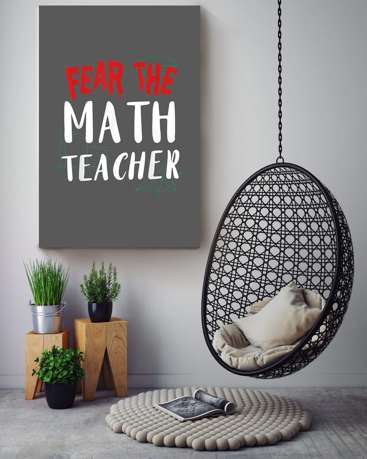 Fear The Math Teacher Mathemetics Wall Art For Math Teacher Classroom Decor Canvas Gallery Wrapped Canvas Framed Gift Idea Framed Prints, Canvas