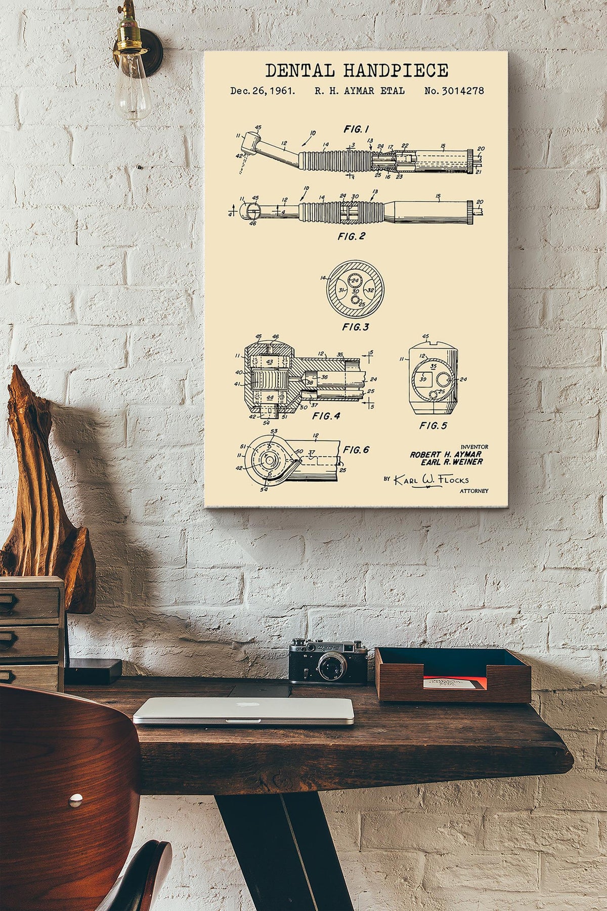 Dentail Handpiece Poster Canvas Gallery Wrapped Canvas Framed Gift Idea