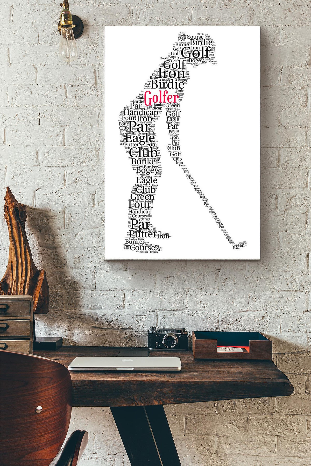 Girl Playing Golf Word Art Poster Canvas Gallery Wrapped Canvas Framed Gift Idea