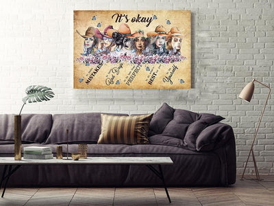 Cowgirl It's Okay To Not Be Okay Motivation Quote Wall Art For Home Decor Housewarming 02 Framed Prints, Canvas