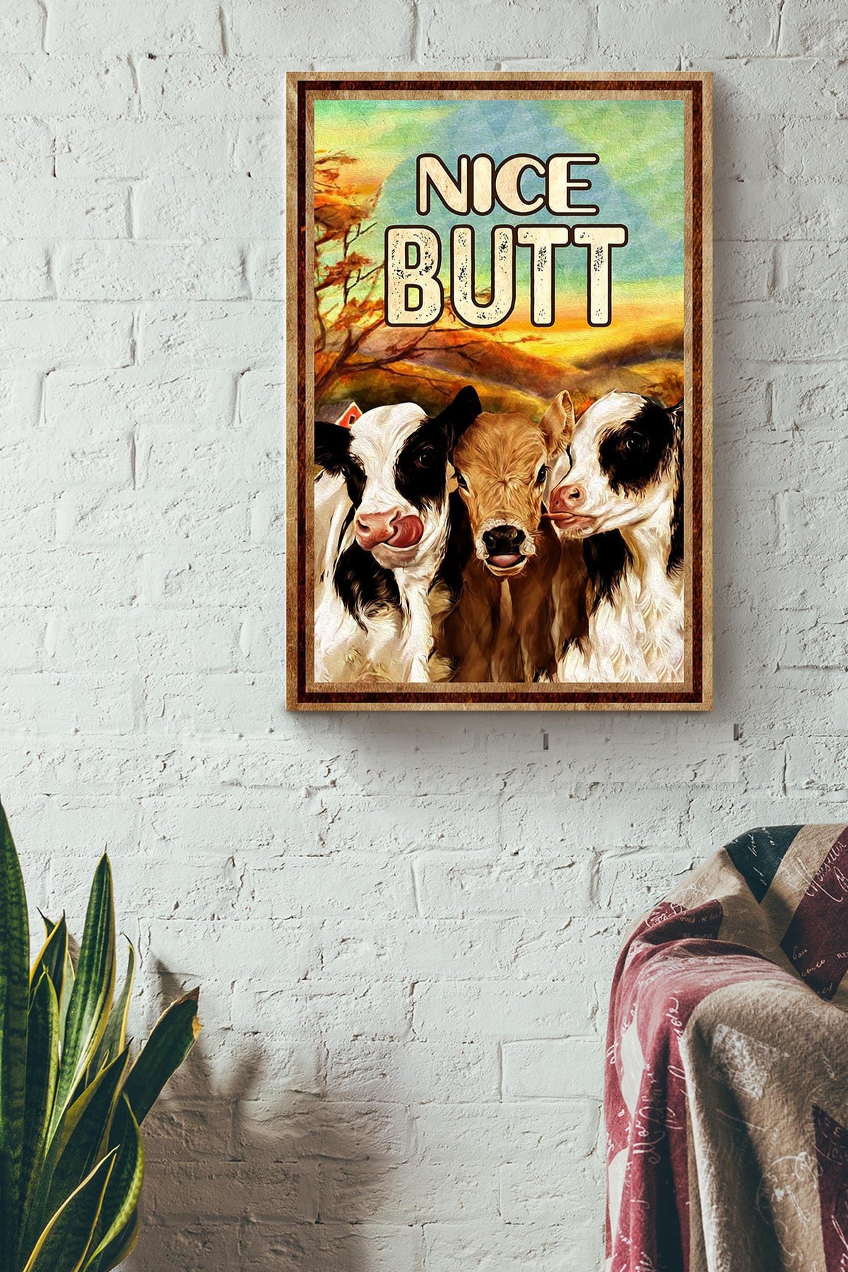 Funny Cows Nice Bum Vintage Retro Gift For Farmer Canvas