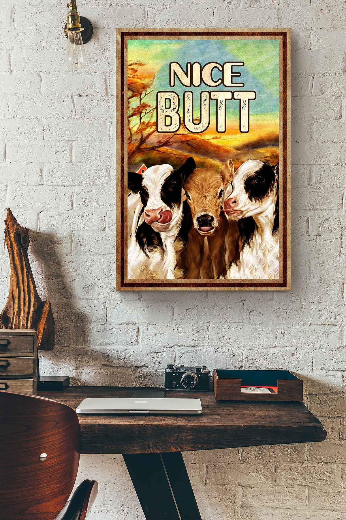 Funny Cows Nice Bum Vintage Retro Gift For Farmer Canvas