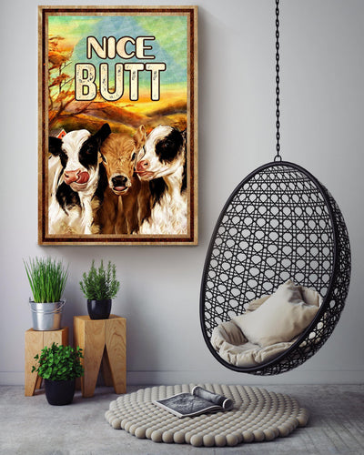 Funny Cows Nice Bum Vintage Retro Gift For Farmer Canvas