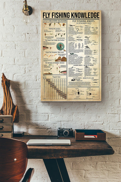 Fishing Fly Fishing Knowledge Canvas Gallery Wrapped Canvas Framed Gift Idea