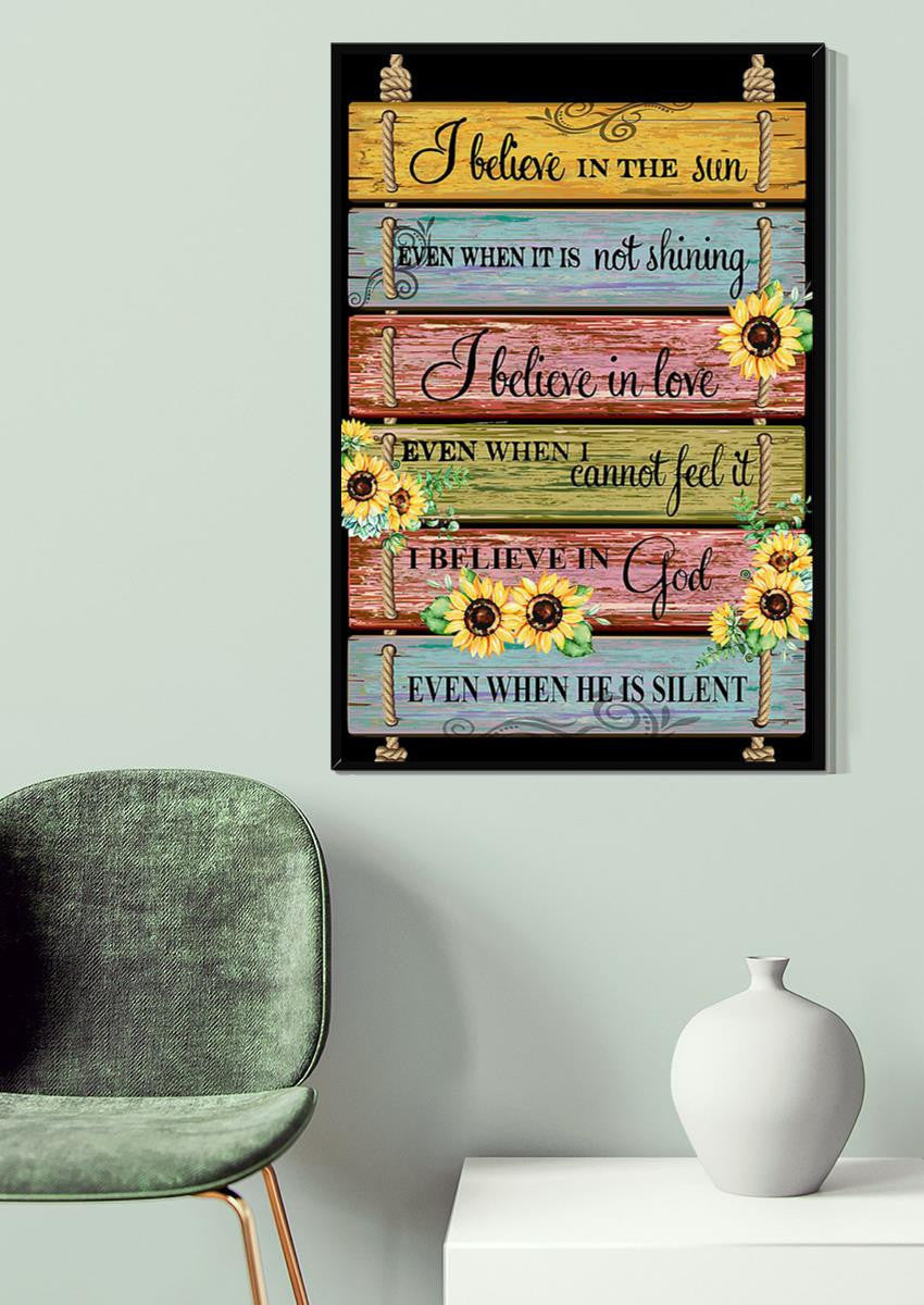 I Believe In Positive Quote Wooden Wall Art For Home Decor Housewarming Canvas Framed Prints, Canvas