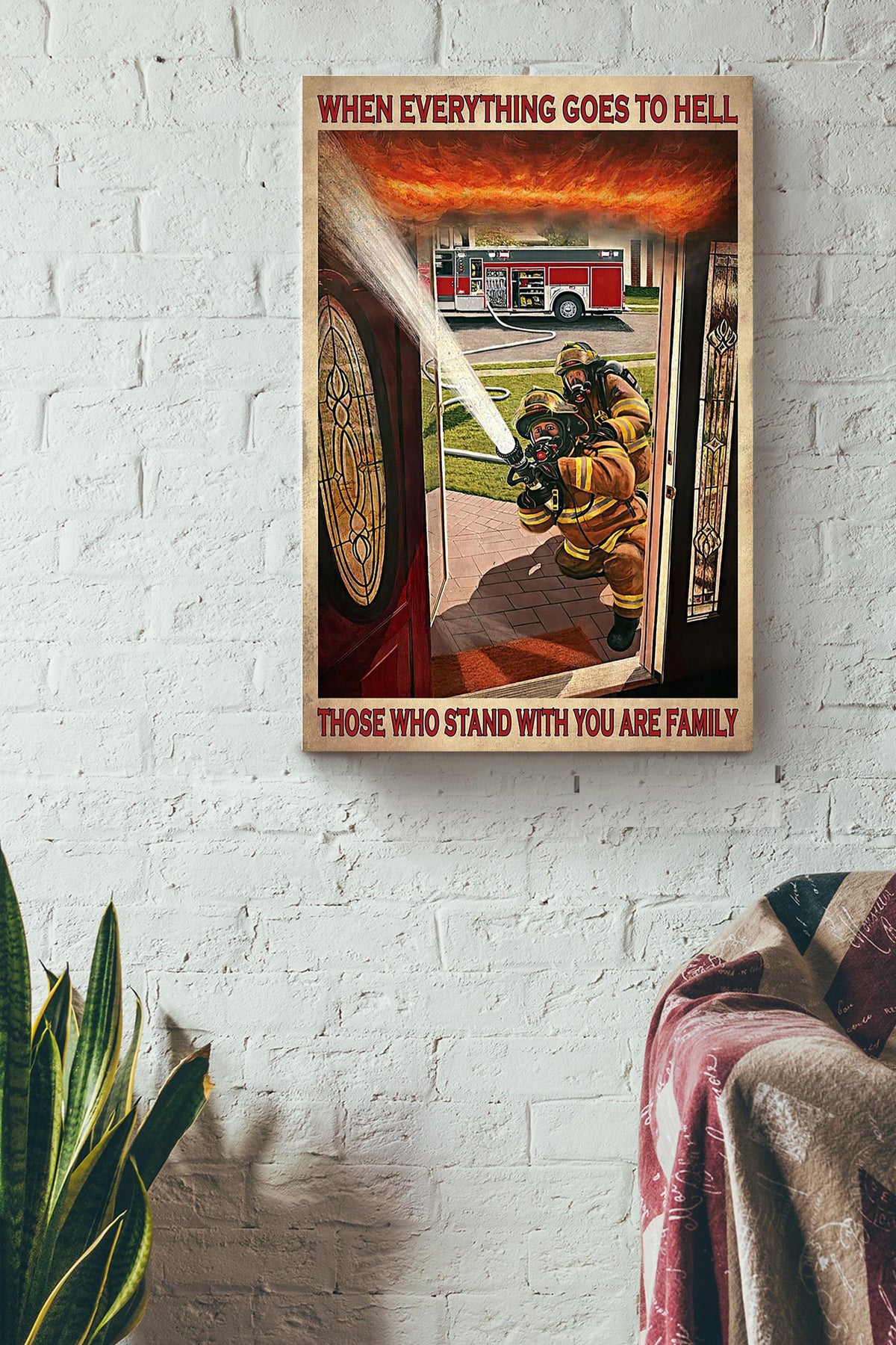 Firefighter Family Quote Gift For Fireman Volunteer Firefighter International Firefighters Day Canvas
