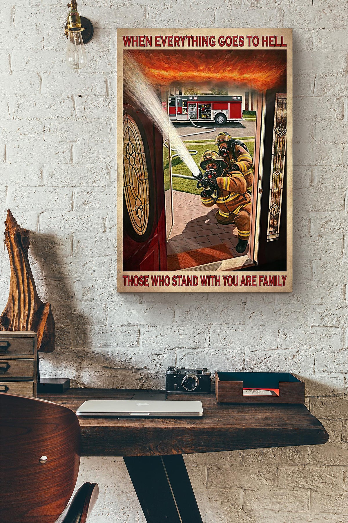 Firefighter Family Quote Gift For Fireman Volunteer Firefighter International Firefighters Day Canvas