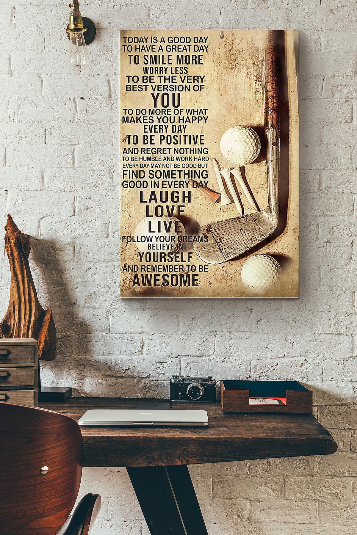 Good Day Playing Golf Canvas Gallery Wrapped Canvas Framed Gift Idea
