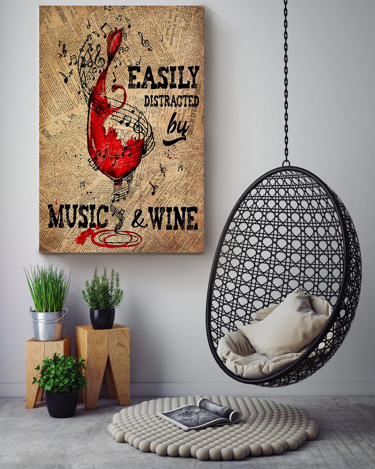 Easily Distracted By Music And Wine For Home Decor Housewarming Canvas
