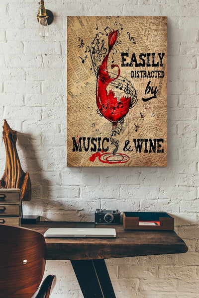 Easily Distracted By Music And Wine For Home Decor Housewarming Canvas