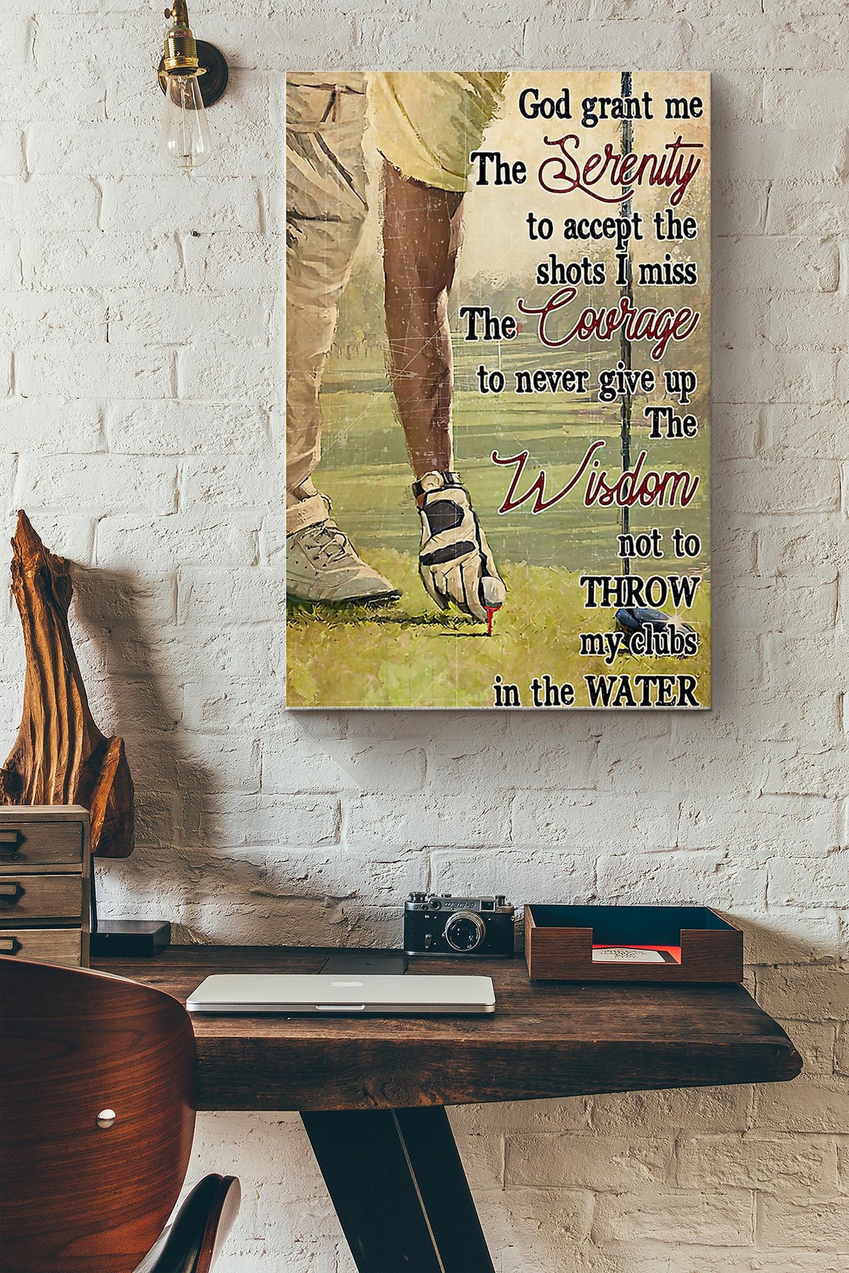 God Grant Me Serenity Courage And Wisdom Golf Player Poster Canvas Gallery Wrapped Canvas Framed Gift Idea