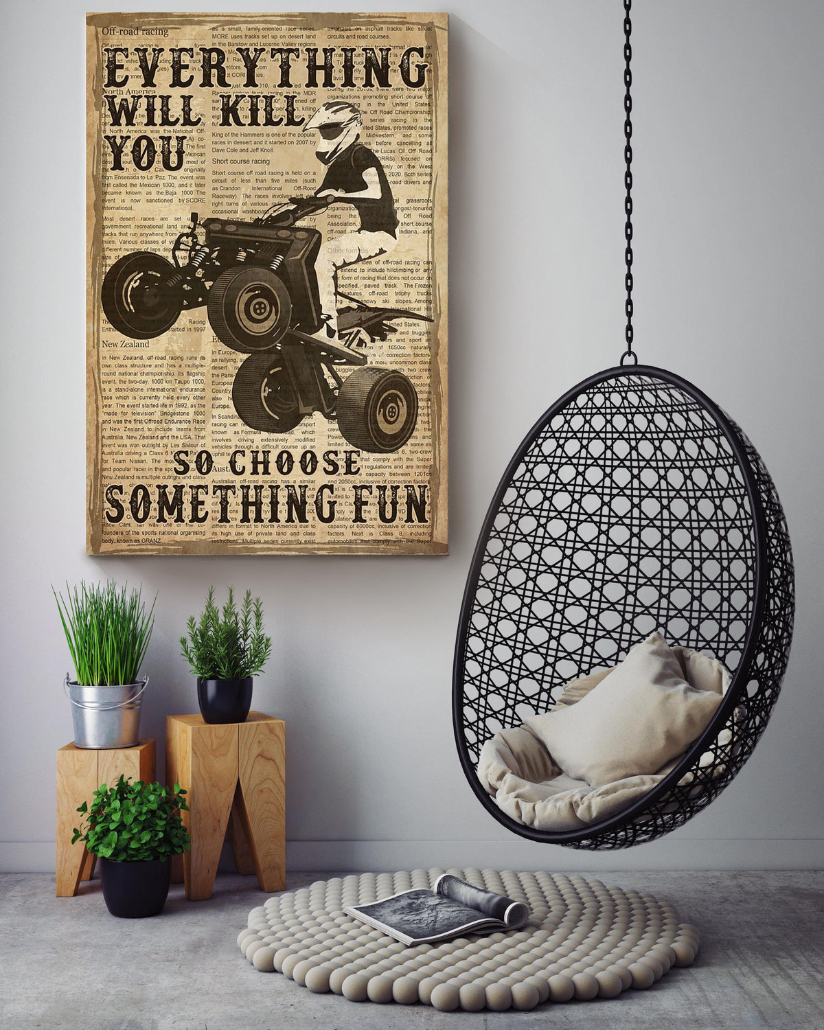 Everything Will Kill You Choose Something Fun Motivation Quote Gift For Motor Racer Canvas