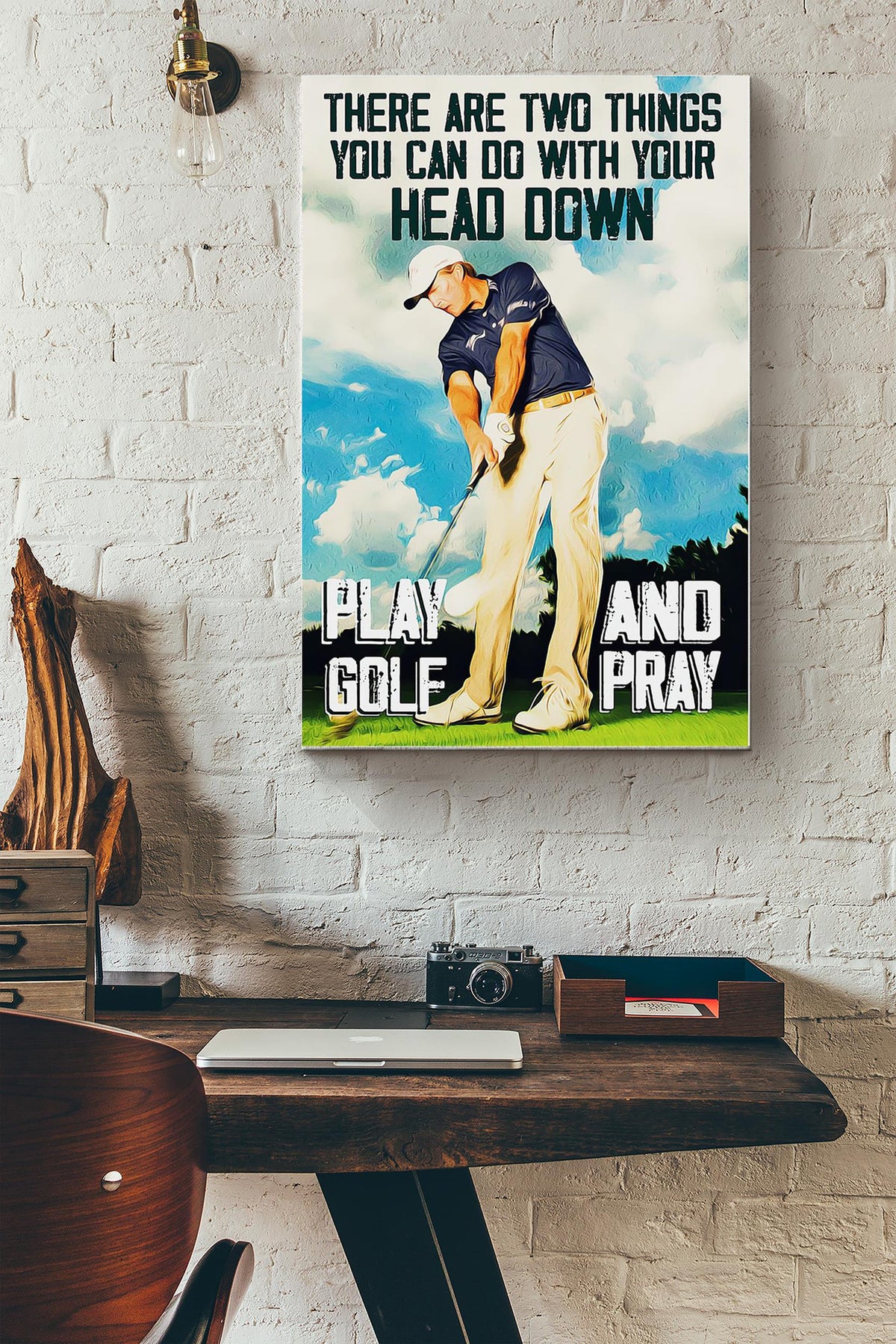 Golf Play And Pray Canvas Gallery Wrapped Canvas Framed Gift Idea
