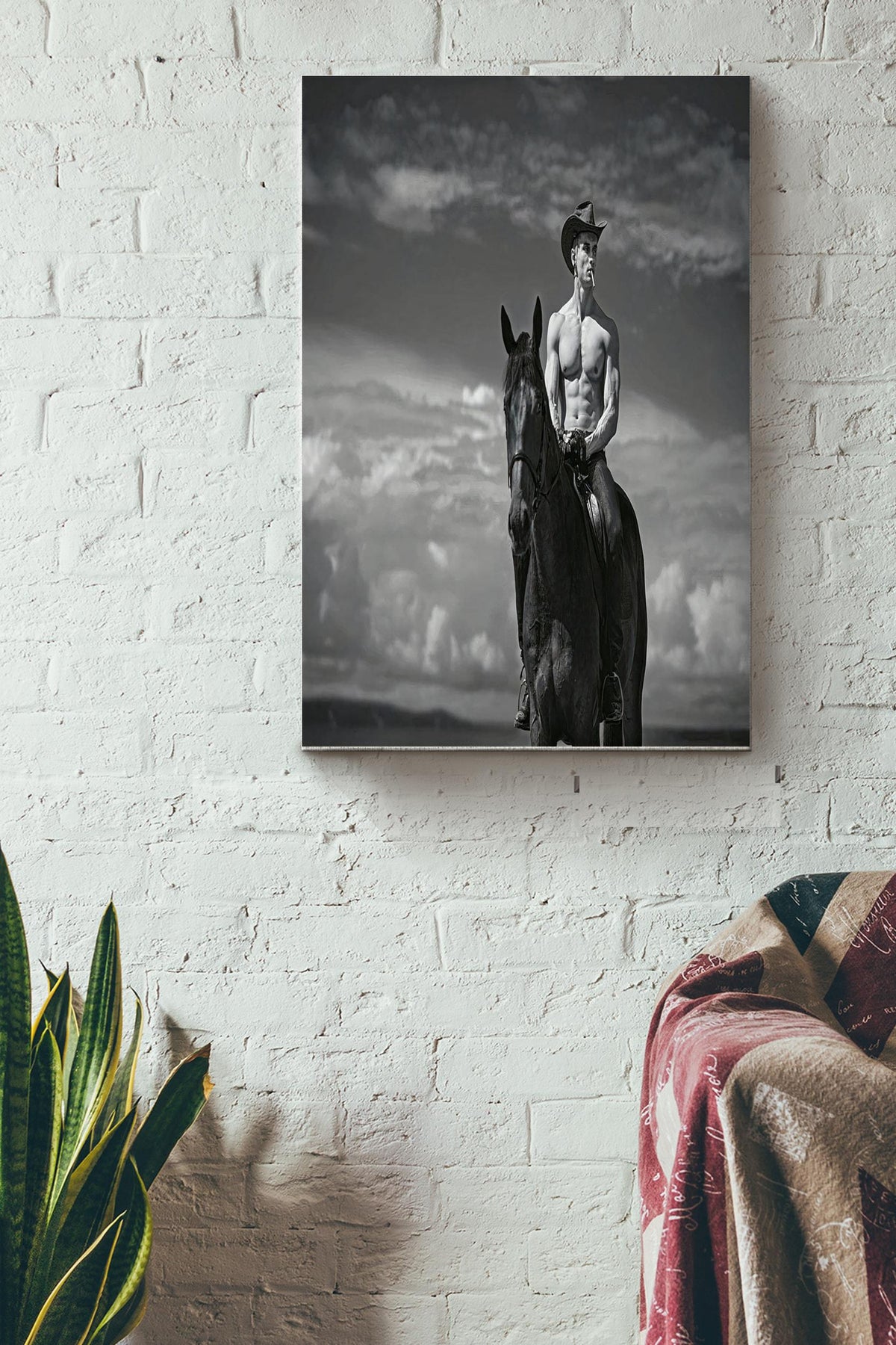 Hot Naked Cowboy Poster - Sport Wall Art - Gift For Cowboy, Horse Rider, Father, Father's Day Canvas Gallery Wrapped Canvas Framed Gift Idea Framed Prints, Canvas