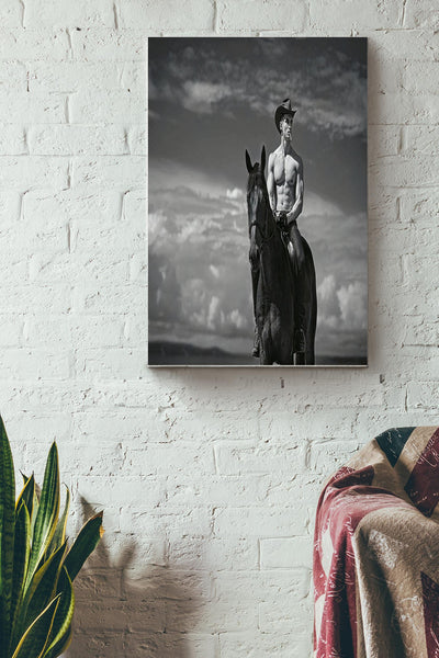 Hot Naked Cowboy Poster - Sport Wall Art - Gift For Cowboy, Horse Rider, Father, Father's Day Canvas Gallery Wrapped Canvas Framed Gift Idea Framed Prints, Canvas