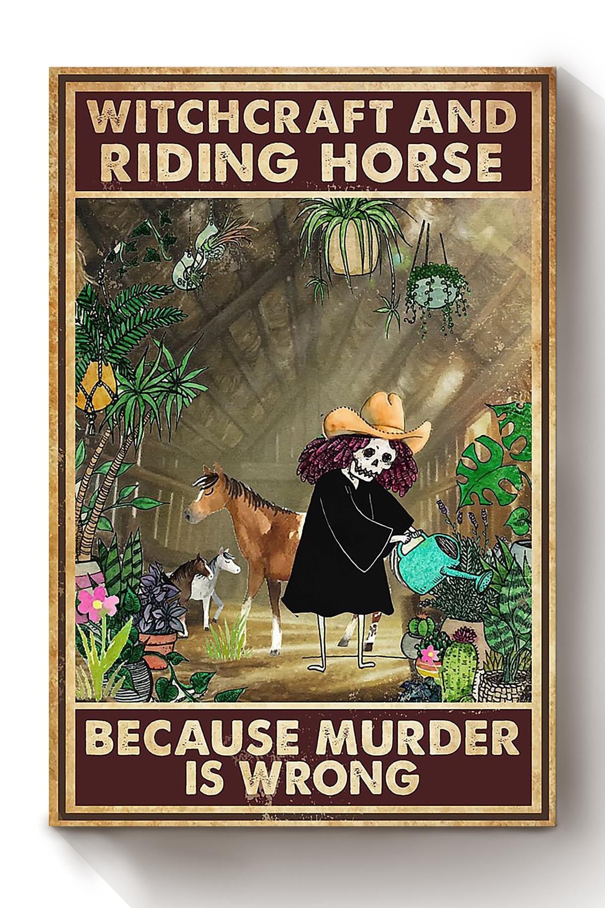 Cowgirl Witchcraft And Riding Horse Running Horse Wall Art Gift For Horse Lover Horseback Rider Cowboy Canvas Framed Prints, Canvas