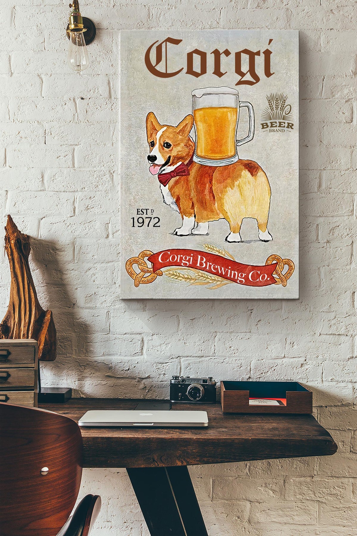 Corgi Poster - Animal Wall Art - Gift For Corgi Foster, Dog Lover Canvas Gallery Wrapped Canvas Framed Gift Idea Framed Prints, Canvas