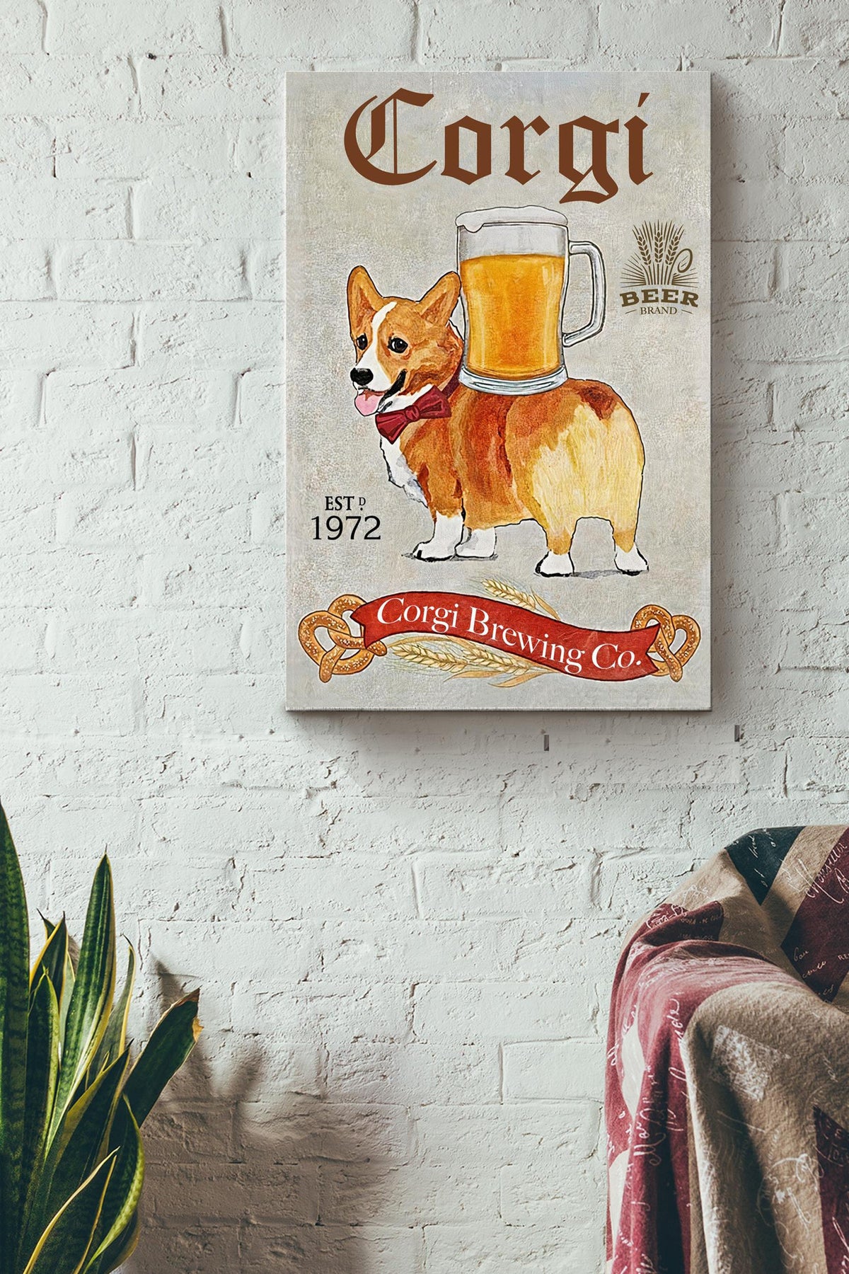 Corgi Poster - Animal Wall Art - Gift For Corgi Foster, Dog Lover Canvas Gallery Wrapped Canvas Framed Gift Idea Framed Prints, Canvas