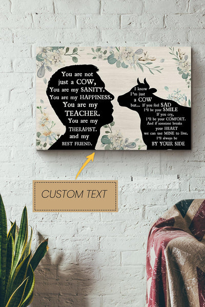 Cow And Man Best Friend Personalized Poster - Animal Wall Art - Gift For Cow Lover Cow Foster Farmhouse Decor Canvas Gallery Wrapped Canvas Framed Gift Idea Framed Prints, Canvas