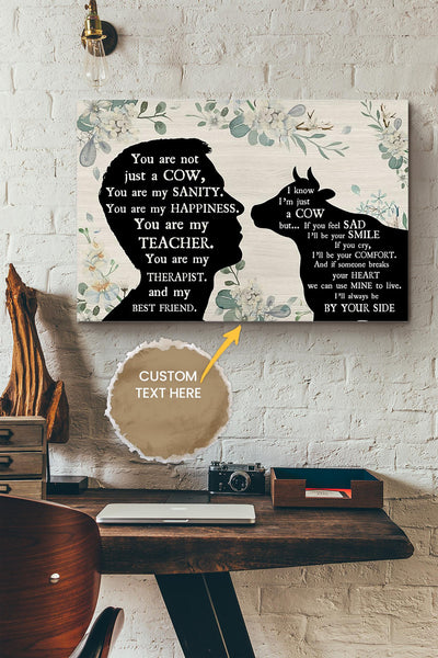 Cow And Man Best Friend Personalized Poster - Animal Wall Art - Gift For Cow Lover Cow Foster Farmhouse Decor Canvas Gallery Wrapped Canvas Framed Gift Idea Framed Prints, Canvas