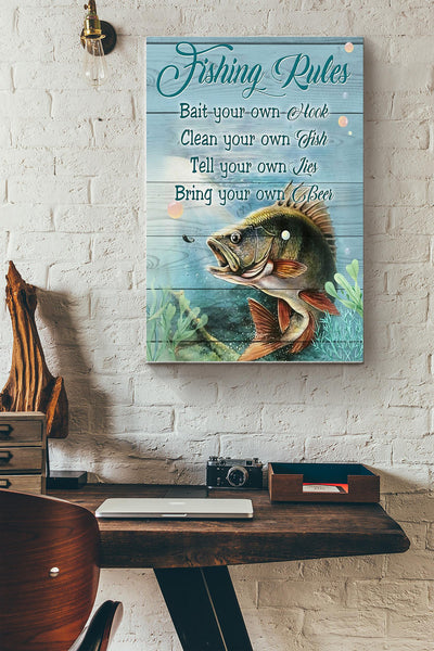 Fishing Rules Poster Canvas Gallery Wrapped Canvas Framed Gift Idea