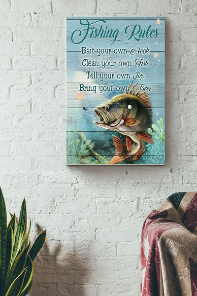 Fishing Rules Poster Canvas Gallery Wrapped Canvas Framed Gift Idea