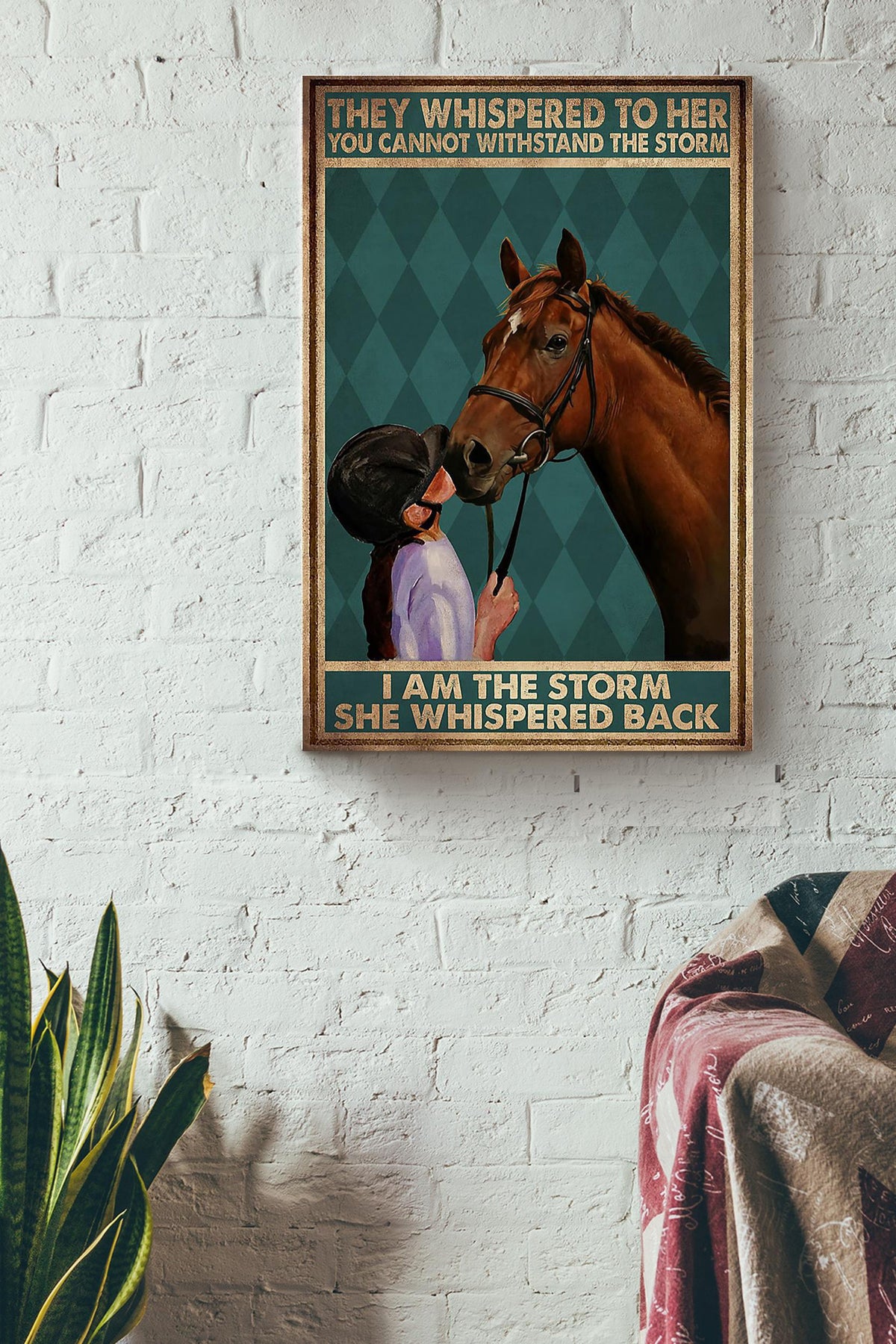 Horse Rider They Whispered To Her Motivation Quote Wall Art Gift For Cow Girl Canvas Framed Prints, Canvas